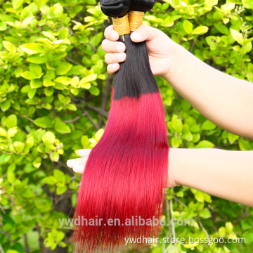 Grade 7a virgin hair Pervian straight ombre bundles hair weaves 1B/red color